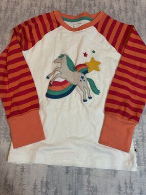 NWOT Frugi Organic Cotton Unicorn Rainbow Raglan Tee 7-8Y